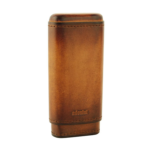 Adorini Zigarrenetui Echtleder Vintage Braun für 2-3 Zigarren
