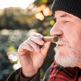 An einer Zigarre riechen